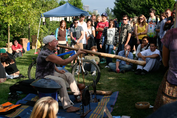 This two-legs was making crazy sounds come out of this stick. It fascinated the hippies.
